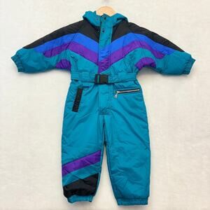 Vintage Apparatus Youth Insulated One Piece Colorblock Snowsuit With Hood Size 4